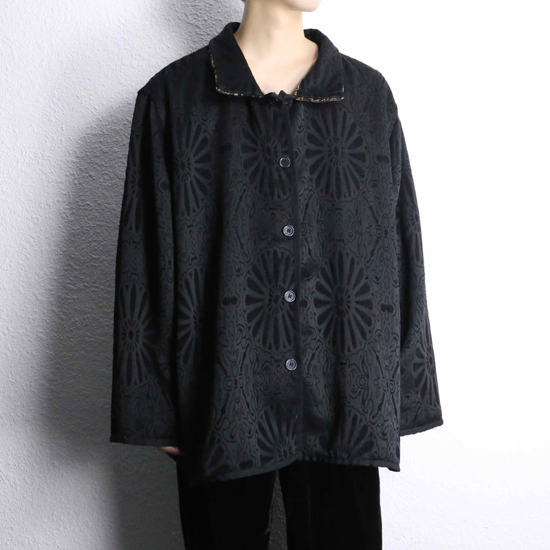 reversible botanical design jacquard jacket