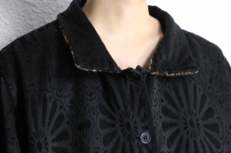 reversible botanical design jacquard jacket