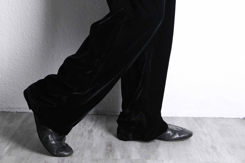 00's "old navy" black velours 1tuck straight pants