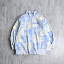 pastel check patchwork blouson