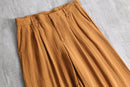 camel washed pleated wide pants