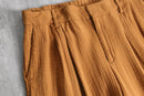 camel washed pleated wide pants