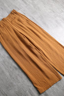 camel washed pleated wide pants