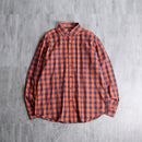 “BOSS HUGO BOSS” orange× navy check shirt