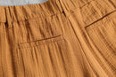 camel washed pleated wide pants