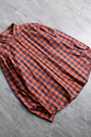 “BOSS HUGO BOSS” orange× navy check shirt