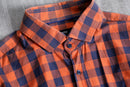 “BOSS HUGO BOSS” orange× navy check shirt