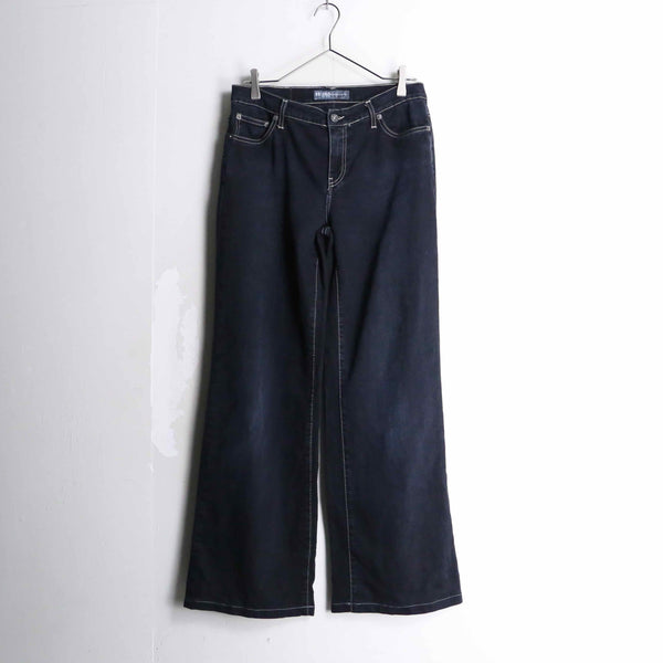 black wide denim pants