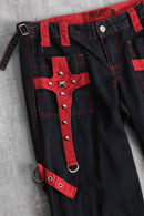 “TRIPP NYC”black cross strap flare pants