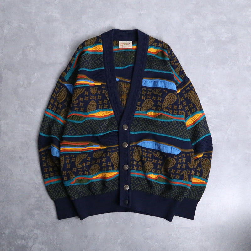 "GECCU" 3D like paisley wool knit cardigan