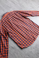 “BOSS HUGO BOSS” orange× navy check shirt