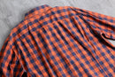 “BOSS HUGO BOSS” orange× navy check shirt