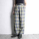 madras check two-tuck wide slacks