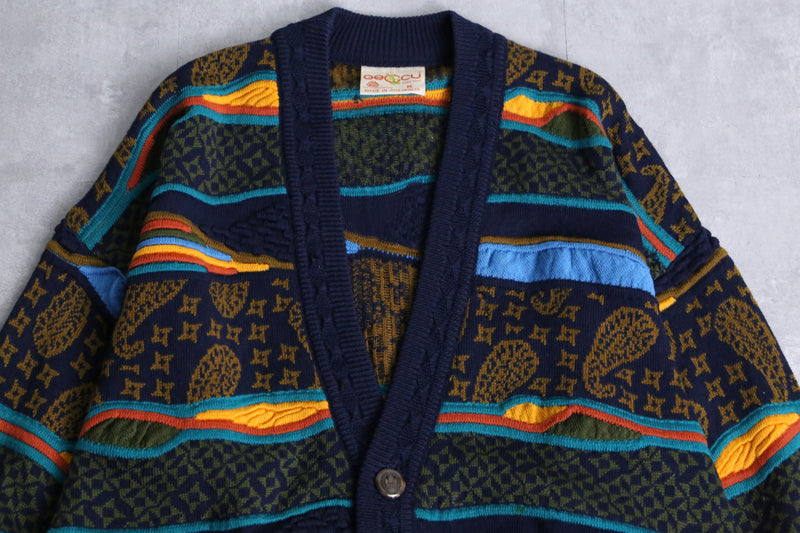 "GECCU" 3D like paisley wool knit cardigan