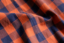 “BOSS HUGO BOSS” orange× navy check shirt