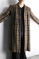 check shaggy wool knit coat