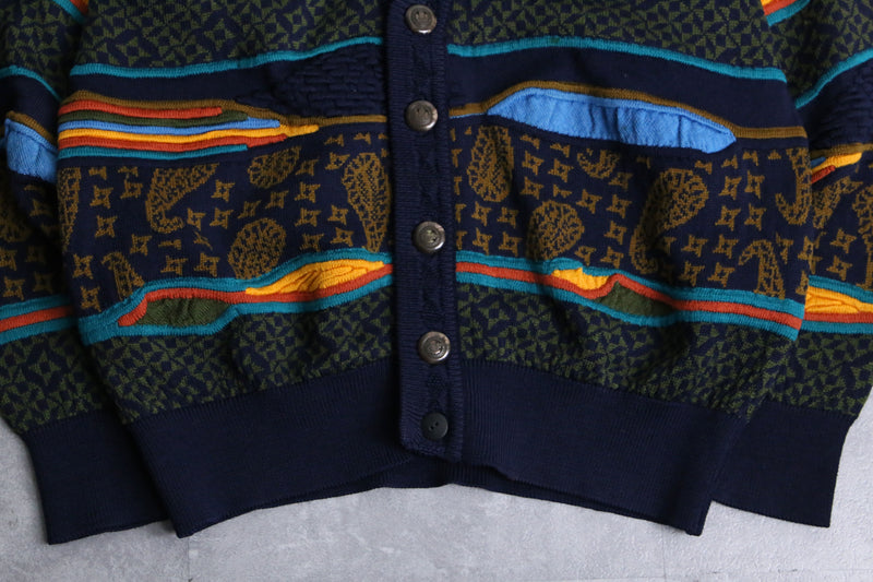 "GECCU" 3D like paisley wool knit cardigan