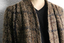 check shaggy wool knit coat