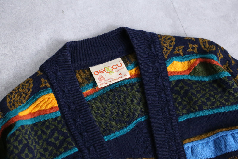 "GECCU" 3D like paisley wool knit cardigan