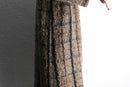 check shaggy wool knit coat