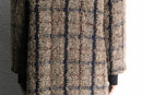 check shaggy wool knit coat