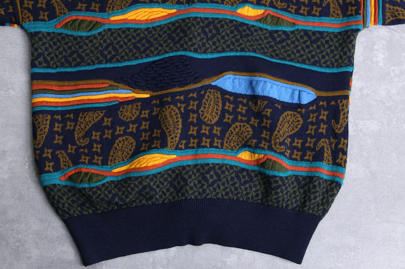 "GECCU" 3D like paisley wool knit cardigan