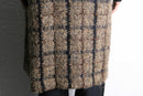 check shaggy wool knit coat