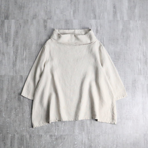 ivory linen relaxed off-turtle pullover
