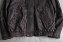 dark brown drawcord leather blouson