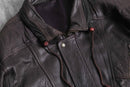 dark brown drawcord leather blouson
