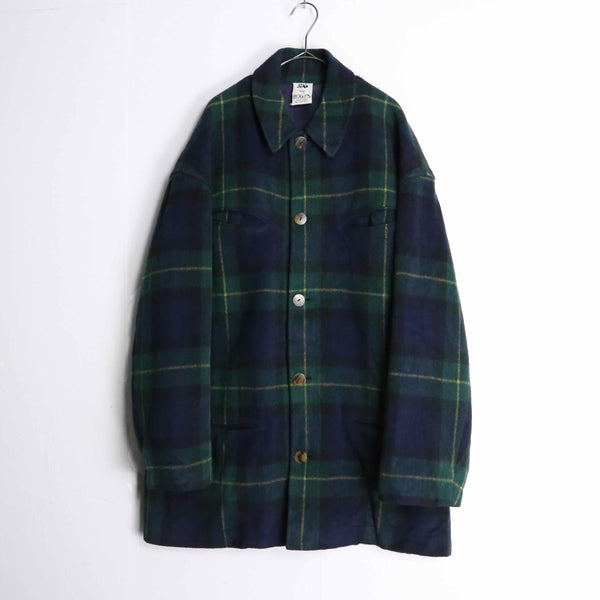 dark tone check wool jacket