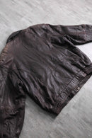 dark brown drawcord leather blouson