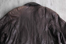 dark brown drawcord leather blouson