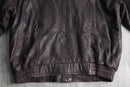 dark brown drawcord leather blouson