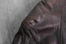 dark brown drawcord leather blouson