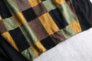 “SAXONY” leather patchwork turtle neck knit tops