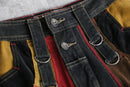 “stuka”multi color switch denim×corduroy rave pants