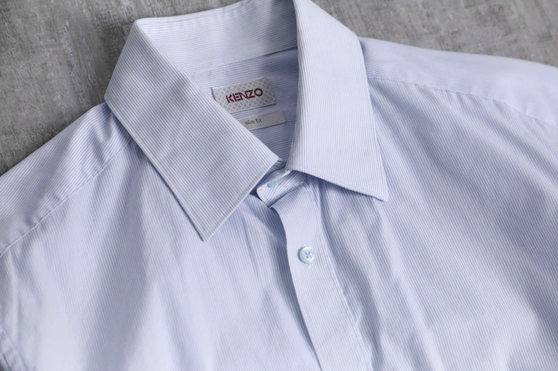 "KENZO" light blue stripe cotton dress shirt