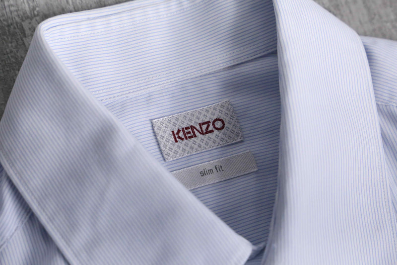 "KENZO" light blue stripe cotton dress shirt