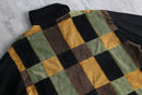 “SAXONY” leather patchwork turtle neck knit tops