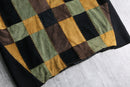 “SAXONY” leather patchwork turtle neck knit tops