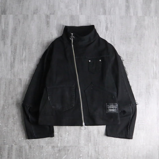 "Re:make" black denim motorcycle jacket