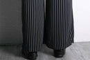 black base white stripe 2tuck wide straight pants