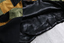 “SAXONY” leather patchwork turtle neck knit tops