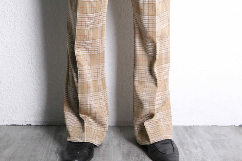 70's classic check no-tuck flare slacks