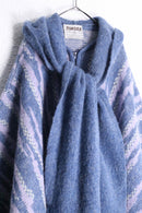 80’s “TUNDRA” patterned muffler docking knit poncho
