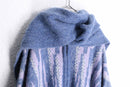 80’s “TUNDRA” patterned muffler docking knit poncho
