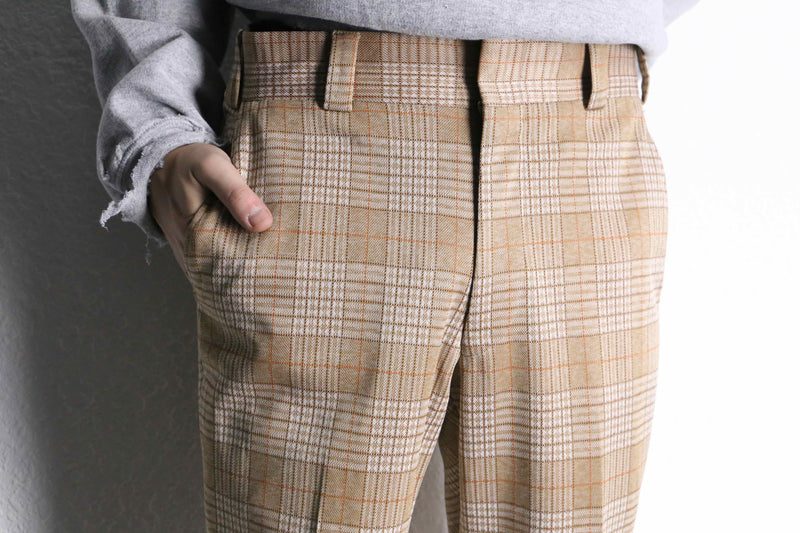 70's classic check no-tuck flare slacks