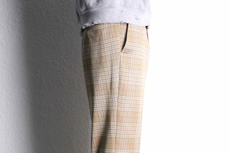 70's classic check no-tuck flare slacks