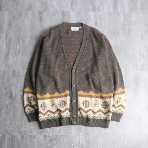 pattern wool knit cardigan
